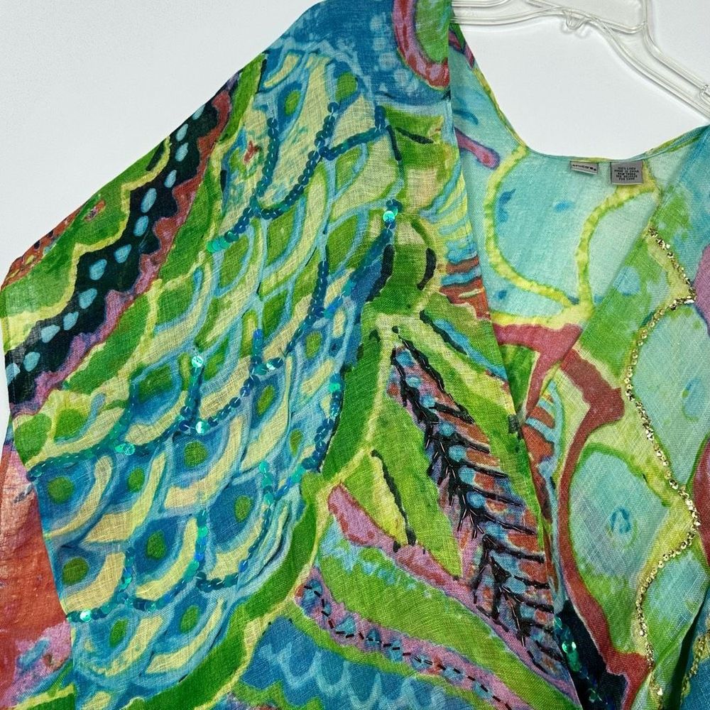 Chico's Multicolor Linen Artistic Wrap - Picture 12 of 14